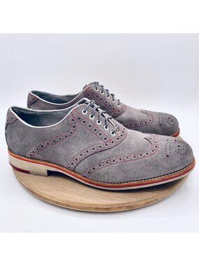 Johnston Murphy Shoes Mens 10.5 Gray Suede Wingtip Dress Oxfords Preppy